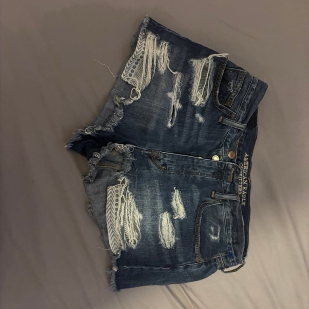 American Eagle Outfitters Ripped Blue Jean Shorts